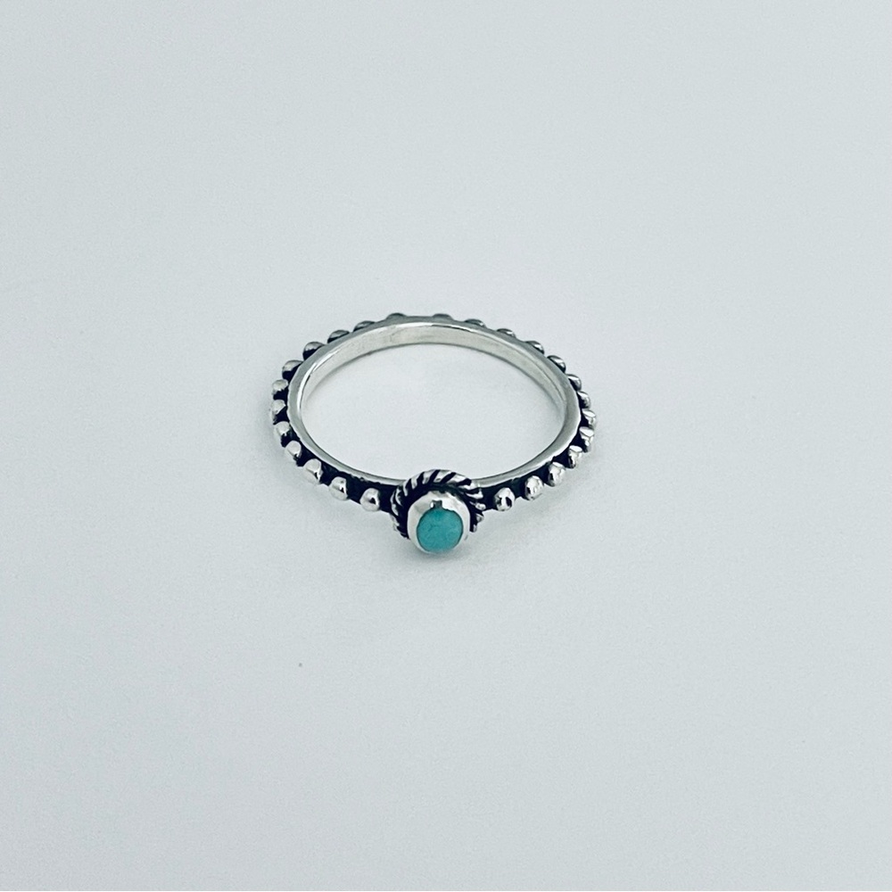 ♥️TOP SELLER♥️ Sterling Silver Mini Bali Style Turquoise Ring, Silver Rings - Picture 10 of 13